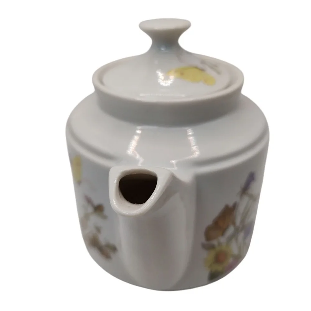 Nature Garden‎ Society Teapot Fine China by Enesco Flowers Butterflies Four Cups